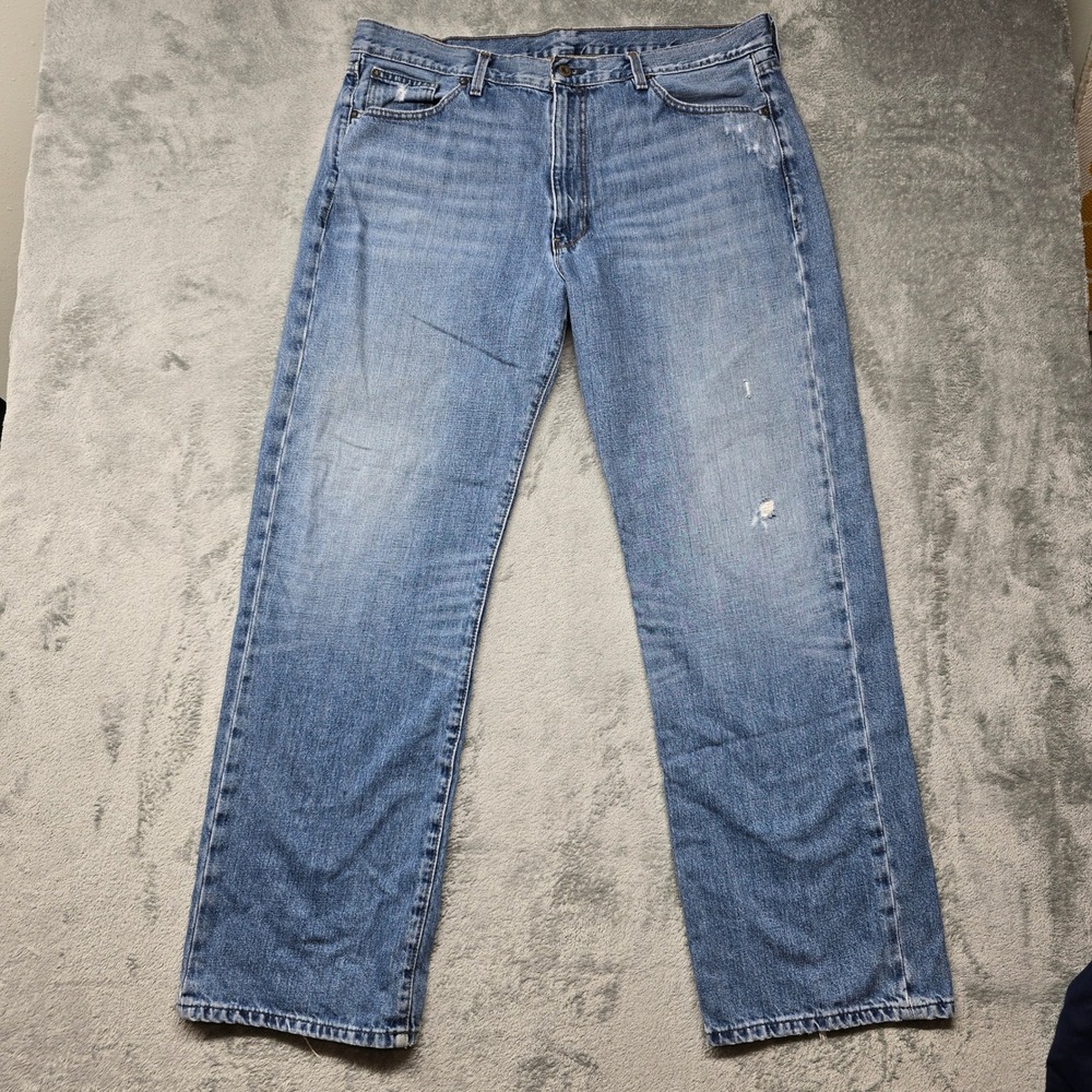 Polo Ralph Lauren Thompson Loose Fit Jeans Mens 38x32 Blue Distressed Denim Logo